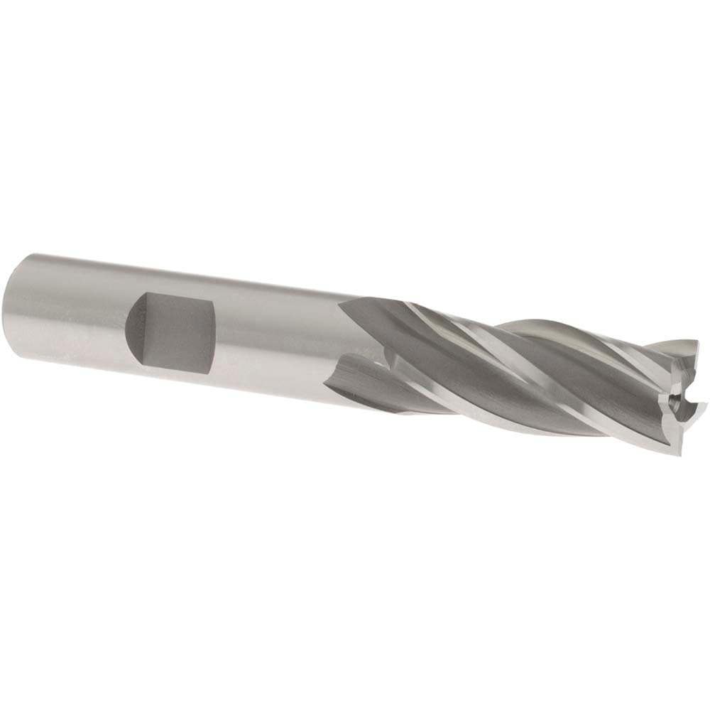 Square End Mill: 1/2'' Dia, 1-1/4'' LOC, 1/2'' Shank Dia, 3-1/4'' OAL, 4 Flutes, Cobalt