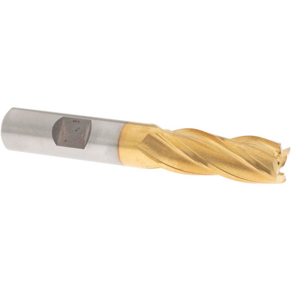 Square End Mill: 1/2'' Dia, 1-1/4'' LOC, 1/2'' Shank Dia, 3-1/4'' OAL, 4 Flutes, Cobalt