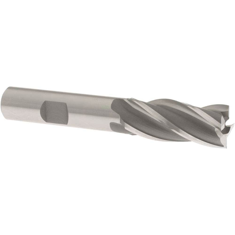Square End Mill: 19/32'' Dia, 1-3/8'' LOC, 1/2'' Shank Dia, 3-3/8'' OAL, 4 Flutes, Cobalt