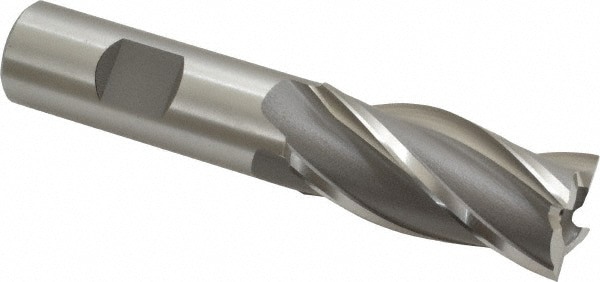 Square End Mill: 7/8'' Dia, 1-7/8'' LOC, 3/4'' Shank Dia, 4-1/8'' OAL, 4 Flutes, Cobalt