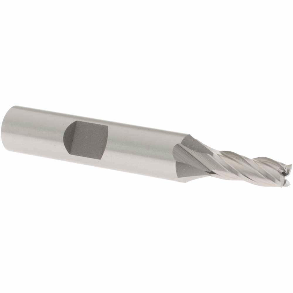 Square End Mill: 7/32'' Dia, 9/16'' LOC, 3/8'' Shank Dia, 2-7/16'' OAL, 4 Flutes, Cobalt
