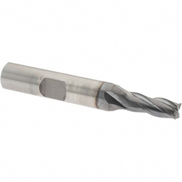 Square End Mill: 1/4'' Dia, 5/8'' LOC, 3/8'' Shank Dia, 2-7/16'' OAL, 4 Flutes