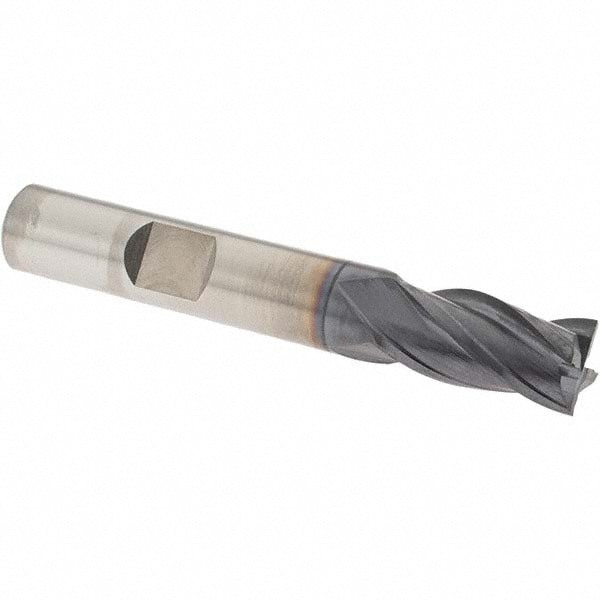 Square End Mill: 3/8'' Dia, 3/4'' LOC, 3/8'' Shank Dia, 2-1/2'' OAL, 4 Flutes, Cobalt