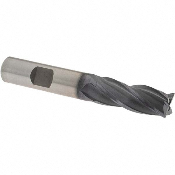 Square End Mill: 1/2'' Dia, 1-1/4'' LOC, 1/2'' Shank Dia, 3-1/4'' OAL, 4 Flutes, Cobalt