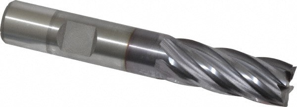 Square End Mill: 1/2'' Dia, 1-1/4'' LOC, 1/2'' Shank Dia, 3-1/4'' OAL, 6 Flutes, Cobalt