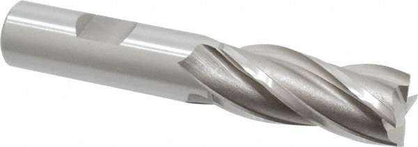 Square End Mill: 11/16'' Dia, 1-5/8'' LOC, 5/8'' Shank Dia, 3-3/4'' OAL, 4 Flutes, Cobalt