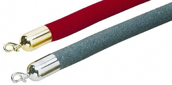 Pedestrian Barrier Rope: Velour, Maroon, 6' Long, 1-1/2