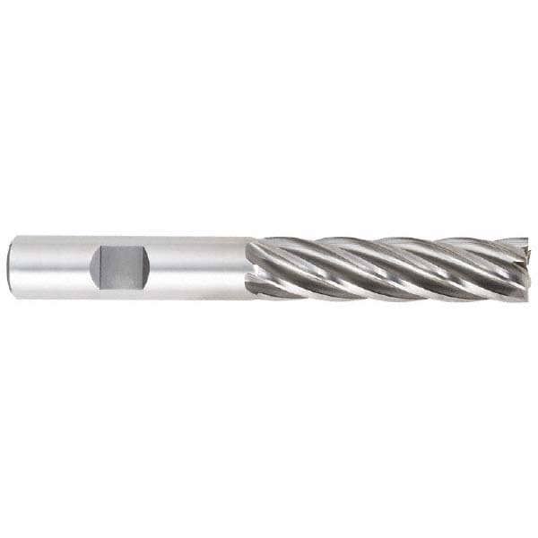 Square End Mill: 1'' Dia, 2'' LOC, 1'' Shank Dia, 4-1/2'' OAL, 6 Flutes, Cobalt