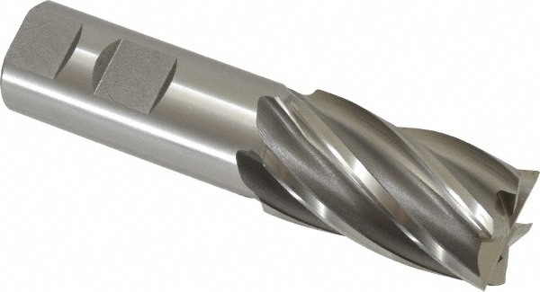 Square End Mill: 1-1/8'' Dia, 2'' LOC, 1'' Shank Dia, 4-1/2'' OAL, 6 Flutes, Cobalt