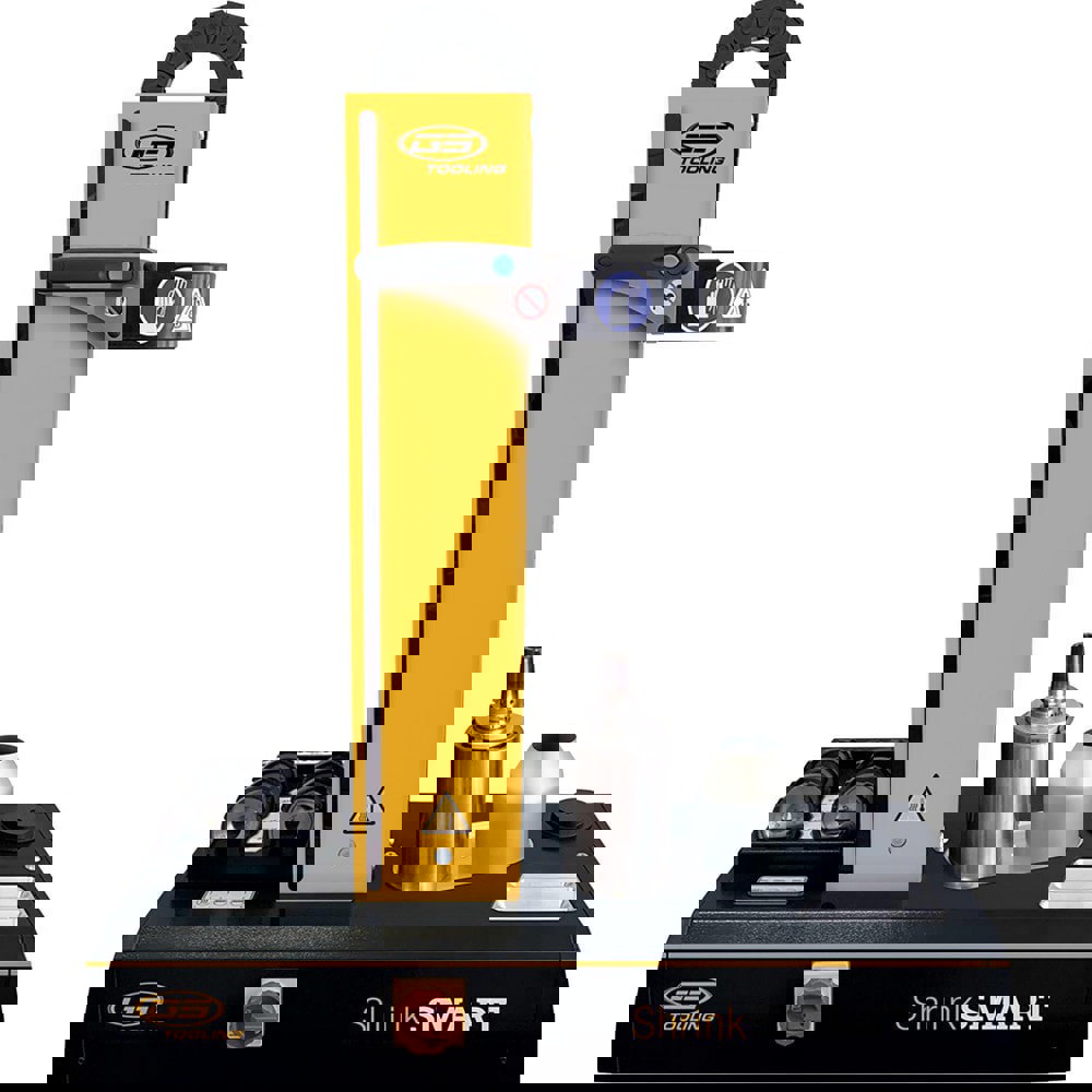 Shrink-Fit Machines; Type: Air Cooled ; Compatible Tool Material: Carbide; Cobalt; High Speed Steel ; Shrinking Diameter Range with First Coil (mm): 3.00-32.00 ; Shrinking Diameter Range with First Coil (Inch): 1/8 - 1-1/4 ; Overall Depth: 38in