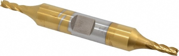 Square End Mill: 1/8'' Dia, 3/8'' LOC, 3/8'' Shank Dia, 3-1/16'' OAL, 4 Flutes, Cobalt