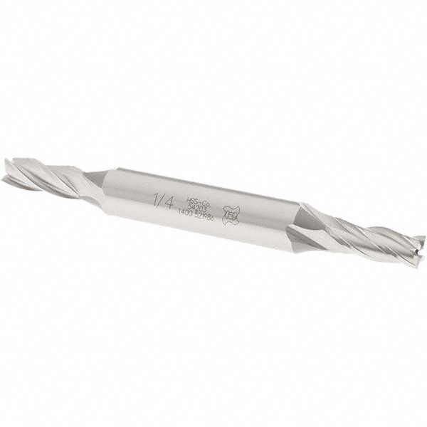 Square End Mill: 1/4'' Dia, 5/8'' LOC, 3/8'' Shank Dia, 3-3/8'' OAL, 4 Flutes, Cobalt