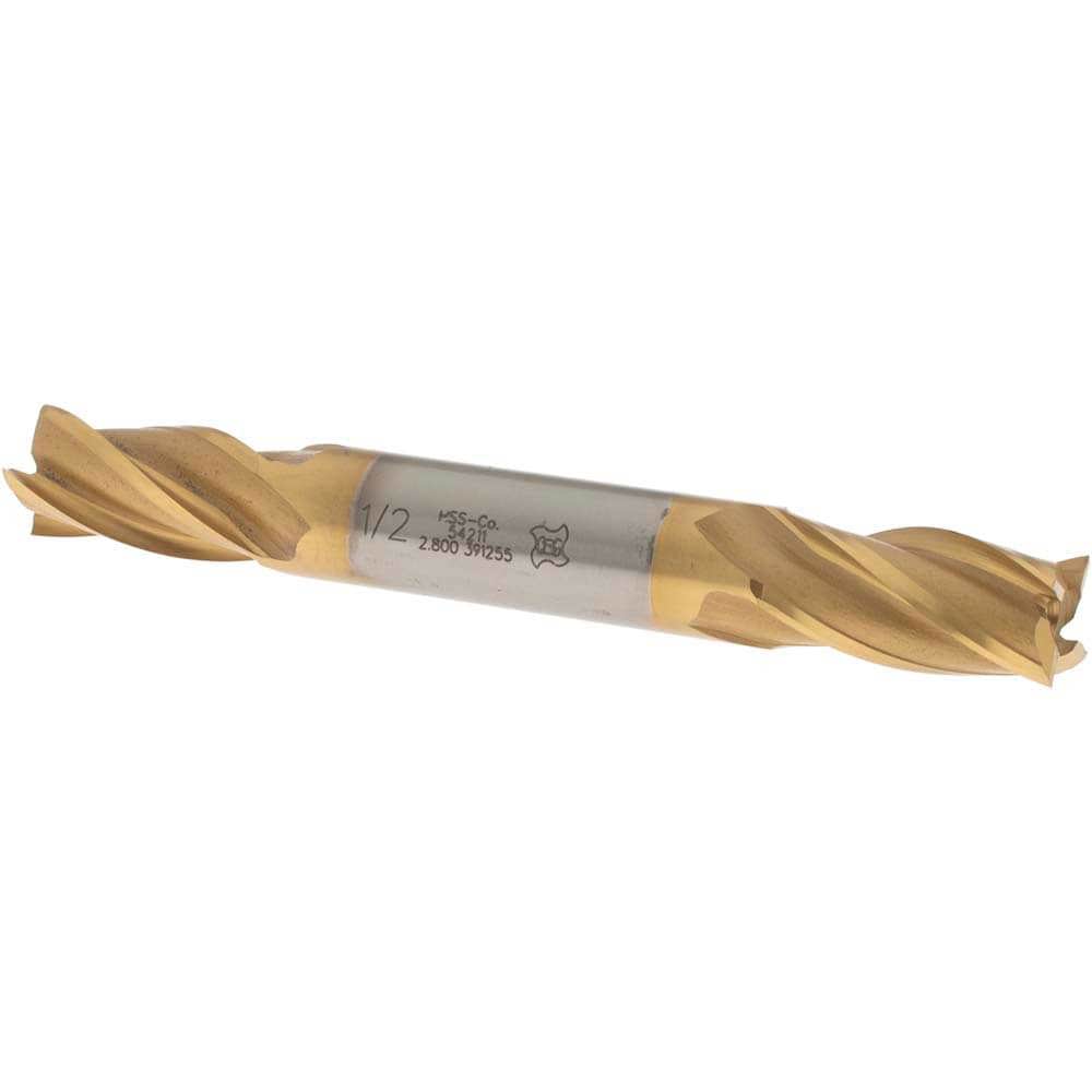 Square End Mill: 1/2'' Dia, 1'' LOC, 1/2'' Shank Dia, 4-1/8'' OAL, 4 Flutes, Cobalt