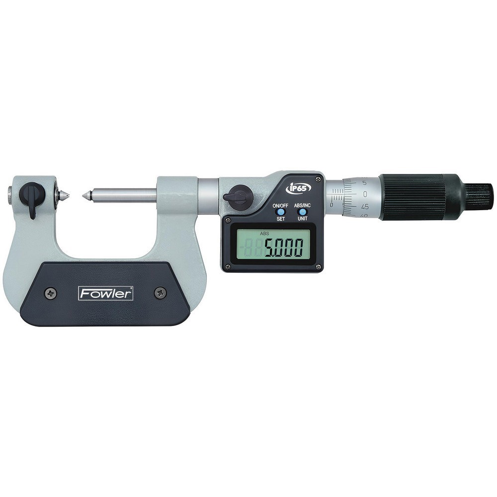 Electronic Outside Micrometers; Micrometer Type: Digital Outside ; Minimum Measurement (mm): 25.00 ; Maximum Measurement (mm): 50.00 ; Accuracy (Decimal Inch): 0.00008 ; Resolution (Decimal Inch): 0.00005 ; Rotating Spindle: Yes