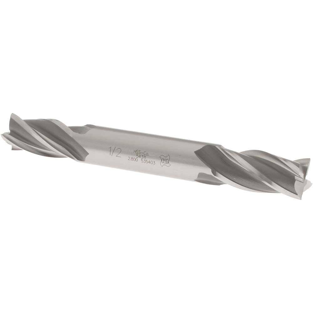 Square End Mill: 1/2'' Dia, 1'' LOC, 1/2'' Shank Dia, 4-1/8'' OAL, 4 Flutes, Cobalt