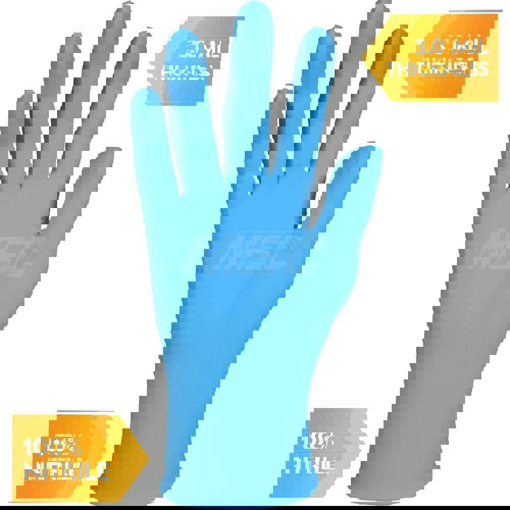 Disposable Gloves: Large, 2 mil Thick, Nitrile, Light Duty Grade