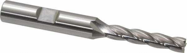 Square End Mill: 1/4'' Dia, 1-1/4'' LOC, 3/8'' Shank Dia, 3-1/16'' OAL, 4 Flutes, Cobalt
