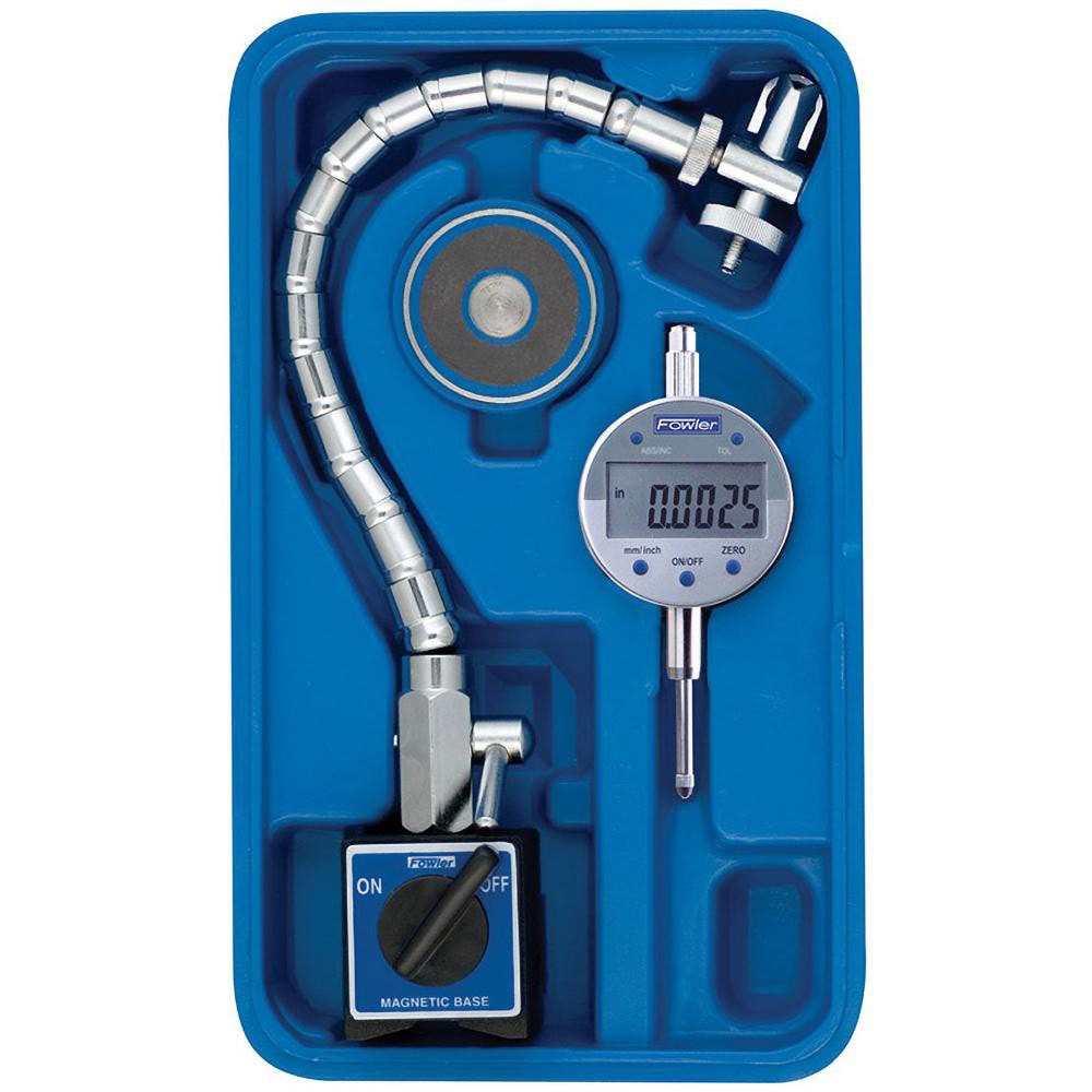 Electronic Indicator & Base Kit: 0-15-0 Dial Reading, 0.0005