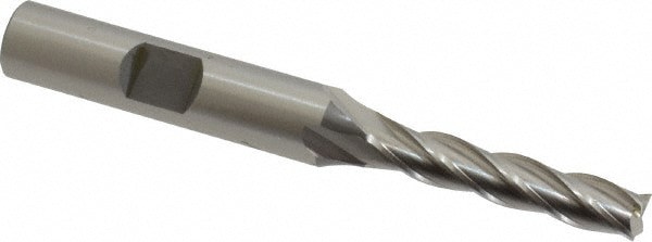 Square End Mill: 1/4'' Dia, 1-1/4'' LOC, 3/8'' Shank Dia, 3-1/16'' OAL, 4 Flutes, Cobalt