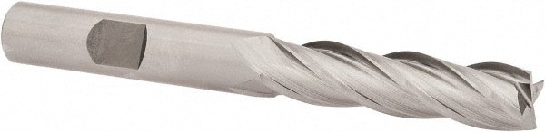 Square End Mill: 3/8'' Dia, 1-1/2'' LOC, 3/8'' Shank Dia, 3-1/4'' OAL, 4 Flutes, Cobalt