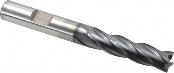 Square End Mill: 3/8'' Dia, 1-1/2'' LOC, 3/8'' Shank Dia, 3-1/4'' OAL, 4 Flutes