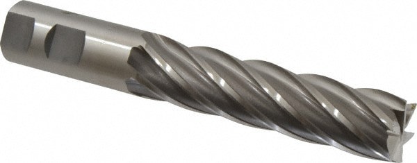 Square End Mill: 1'' Dia, 4'' LOC, 1'' Shank Dia, 6-1/2'' OAL, 6 Flutes, Cobalt