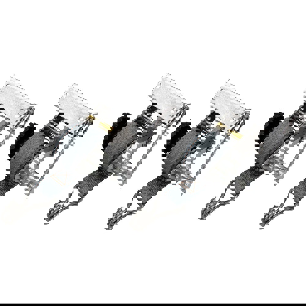 Tie Down Kits; Type: Ratchet Tie Down Angle Mount ; Color: Grey ; Material: Stainless Steel ; Overall Length (Feet): 7.00 ; Number of Hooks: 2 ; Head/Holder Diameter (Fractional Inch): 1-1/2