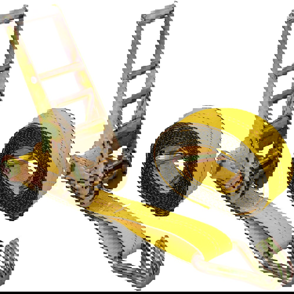Tie Down Kits; Type: Ratchet Tie Down ; Color: Yellow ; Material: Polyester ; Overall Length (Feet): 27.00 ; Number of Hooks: 1 ; Head/Holder Diameter (Fractional Inch): 3
