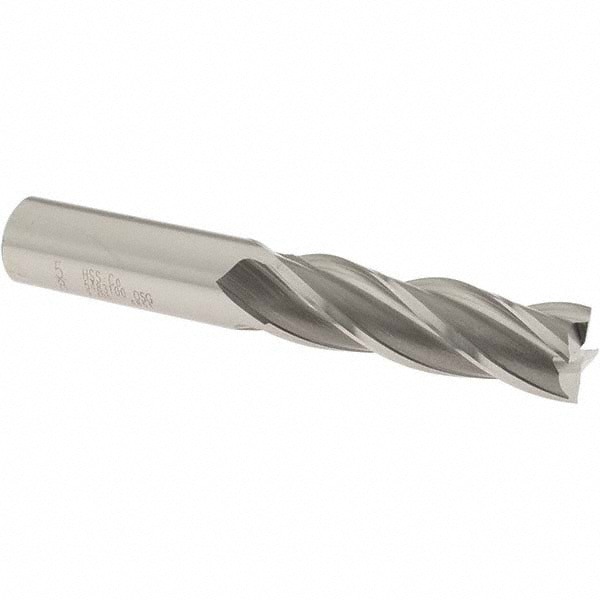 Square End Mill: 5/8'' Dia, 2'' LOC, 5/8'' Shank Dia, 4-1/8'' OAL, 4 Flutes, Cobalt