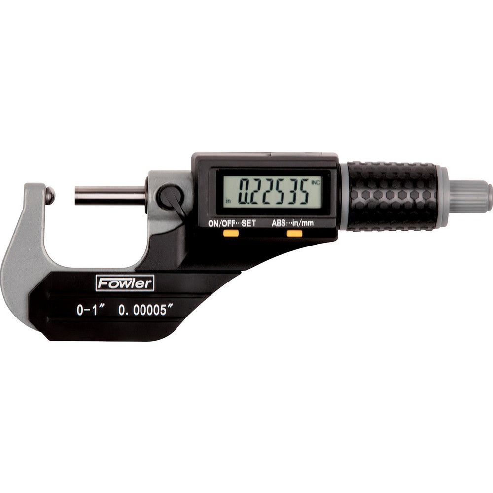 Electronic Outside Micrometers; Micrometer Type: Digital Outside ; Minimum Measurement (mm): 0.00 ; Maximum Measurement (mm): 25.00 ; Accuracy (Decimal Inch): 0.00016 ; Resolution (Decimal Inch): 0.00005 ; Rotating Spindle: Yes