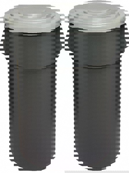 Trash Can: 55 gal, Round, Gray