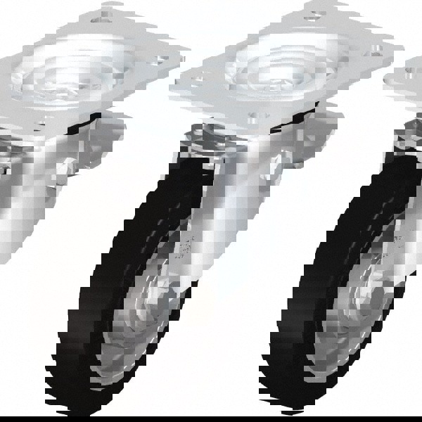 Swivel Top Plate Caster: Solid Rubber, 4