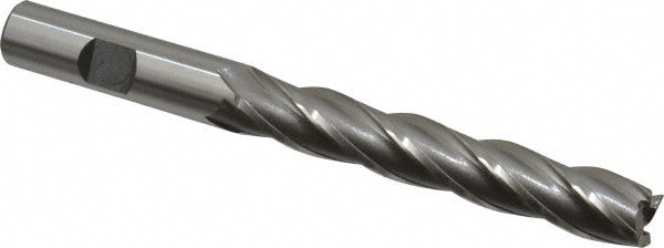 Square End Mill: 1/2'' Dia, 3'' LOC, 1/2'' Shank Dia, 5'' OAL, 4 Flutes, Cobalt