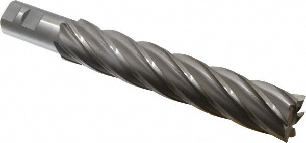 Square End Mill: 1-1/2'' Dia, 8'' LOC, 1-1/4'' Shank Dia, 10-1/2'' OAL, 6 Flutes, Cobalt