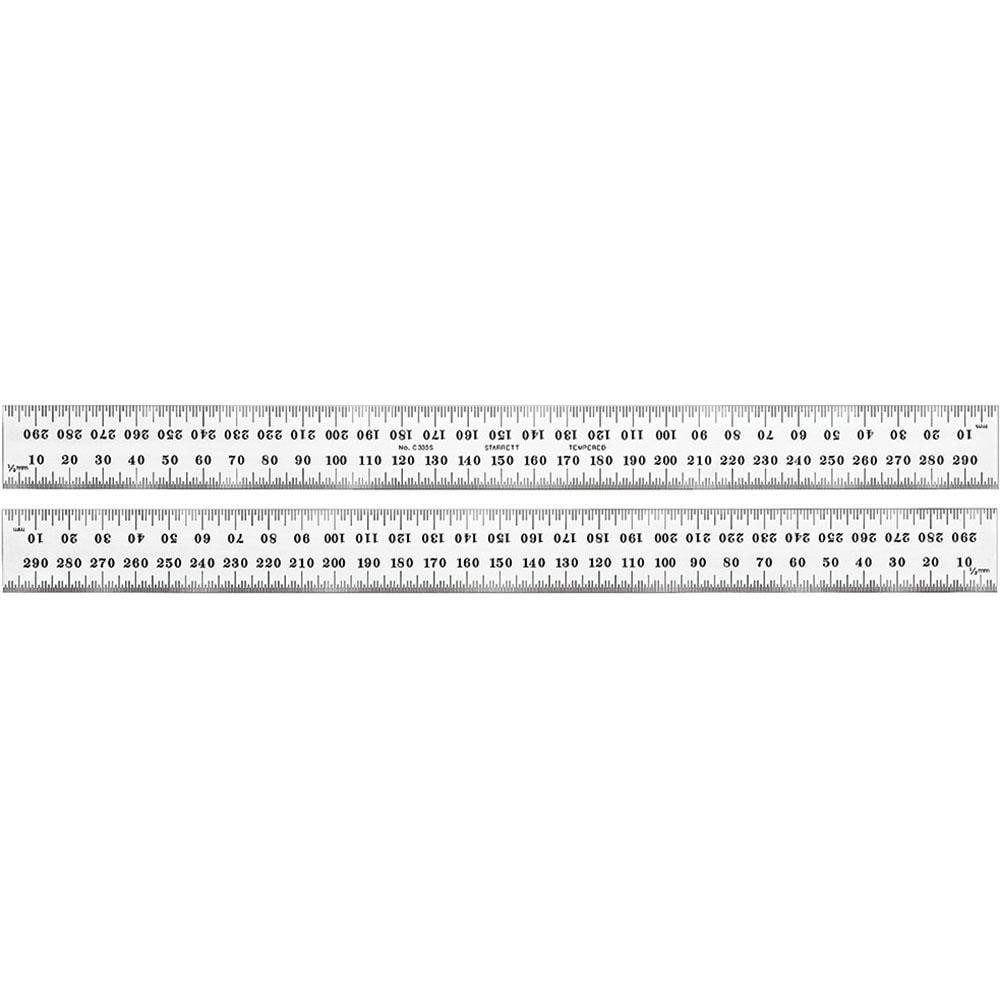 Steel Rule: 300 mm OAL, Metric Graduation, Flexible, 25.4 mm OAW