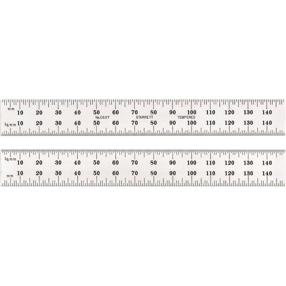 Steel Rule: 150 mm OAL, Metric Graduation, Flexible, 19.05 mm OAW