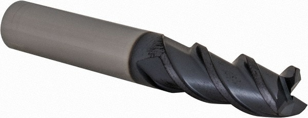 Square End Mill: 3/8'' Dia, 0.87'' LOC, 3/8'' Shank Dia, 3'' OAL, 3 Flutes, Solid Carbide