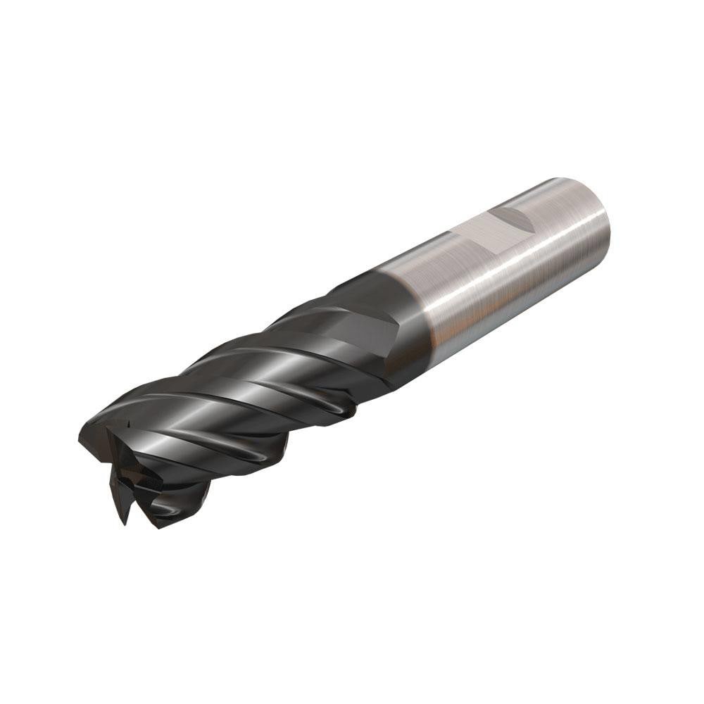 Corner Radius End Mill: 10 mm Dia, 22 mm LOC, 2 mm Radius, 4 Flutes, Solid Carbide