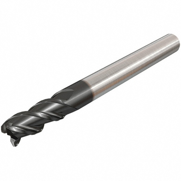 Corner Radius End Mill: 12 mm Dia, 25 mm LOC, 3 mm Radius, 3 Flutes, Solid Carbide