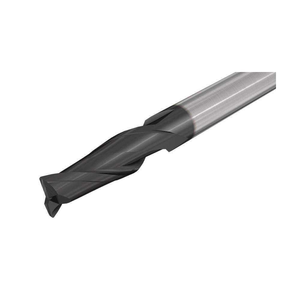 Corner Chamfer End Mill: 2.5 mm Dia, 7 mm LOC, 2 Flutes, 0.1 mm Chamfer Width, Solid Carbide
