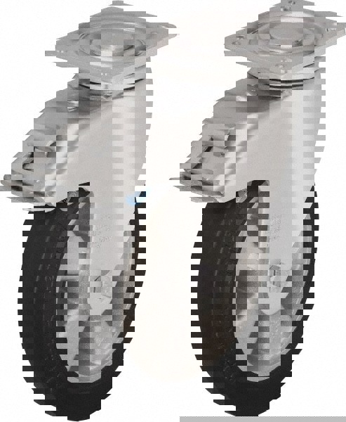 Swivel Top Plate Caster: Solid Rubber, 6-1/2