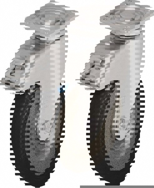 Swivel Top Plate Caster: Solid Rubber, 6-1/2