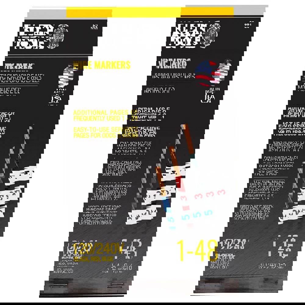 Wire Marker Books & Pens; Book Type: Numeric ; Included Characters: 1-48 ; Marker Attachment Style: Self-Adhesive ; Label Length: 0.25in ; Number Of Labels: 14