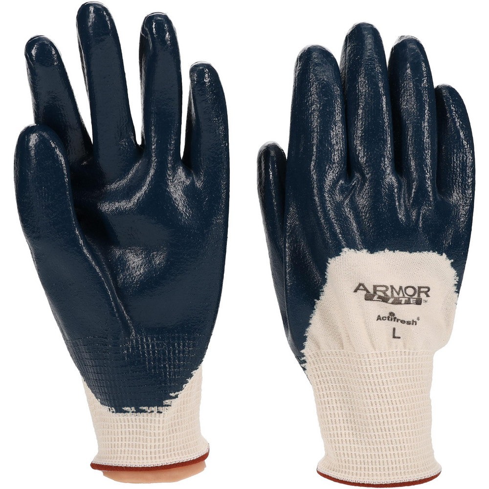 Work Gloves: PRO-SAFE Size Large, Nitrile-Coated Cotton, General Purpose