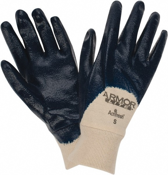 Work Gloves: PRO-SAFE Size Small, Nitrile-Coated Cotton, General Purpose