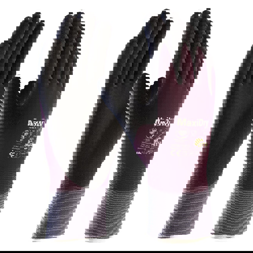 General Purpose Work Gloves: Medium, Nitrile Coated, Nylon