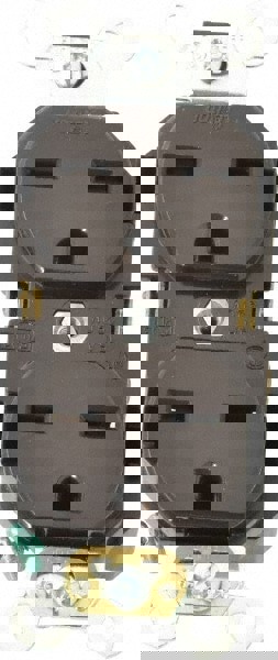 Straight Blade Duplex Receptacle: NEMA 6-15R, 15 Amps, Self-Grounding