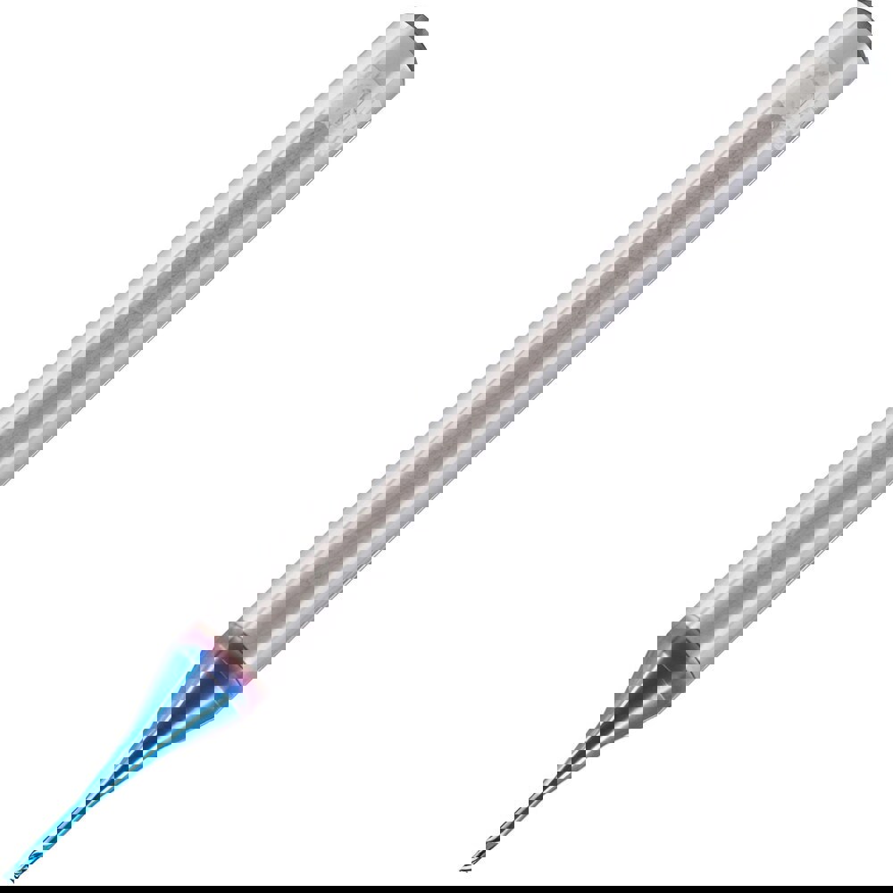 Corner Radius End Mill: 1.5 mm Dia, 2.5 mm LOC, 0.2 mm Radius, 2 Flutes, Solid Carbide