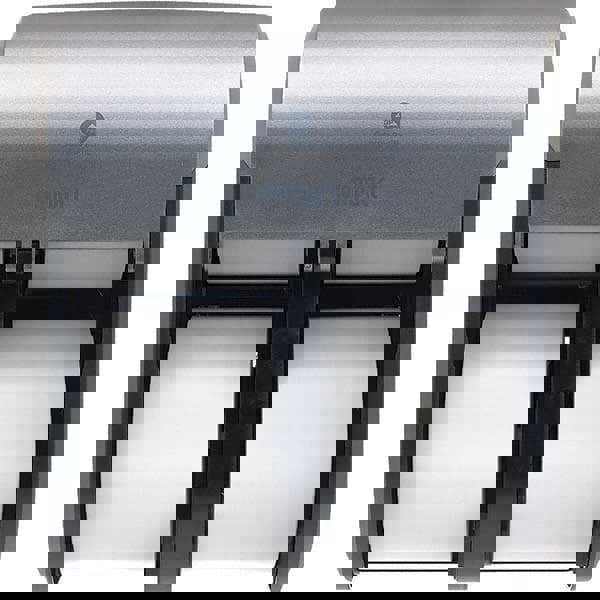 Compact Quad 4-Roll Coreless High-Capacity Toilet Paper Dispenser, Faux Stainless