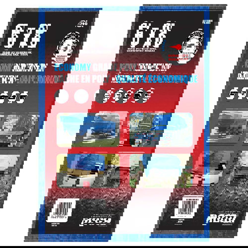 Tarp/Dust Cover: Blue, Polyethylene, 8' Long x 6' Wide